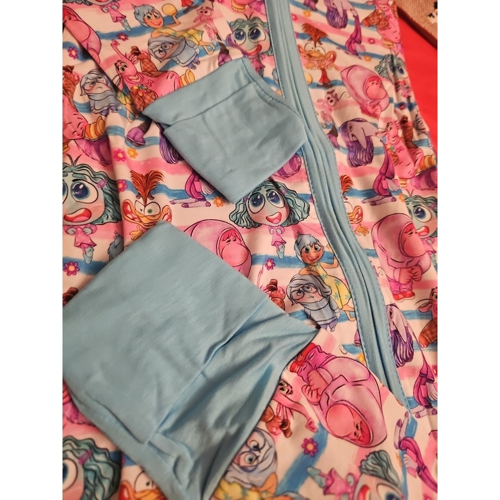 Bamboo Double Zippy Blue/white Inside Out 0 To 3 Months - Picture 3 of 4